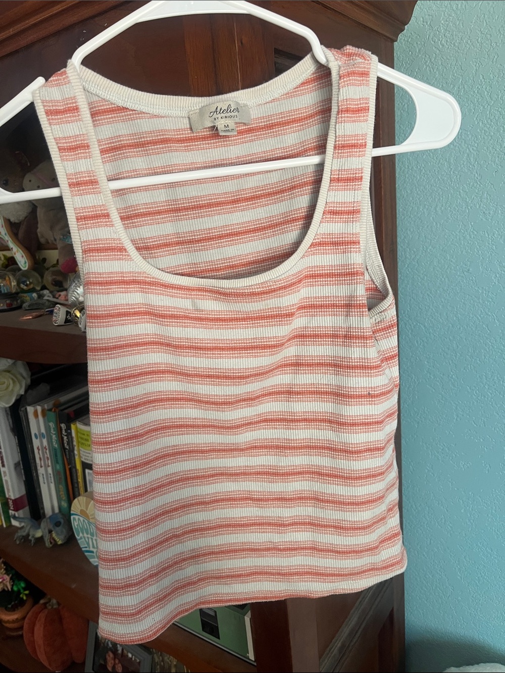 Atelier & Repairs Coral Stripe Ribbed Tank Top